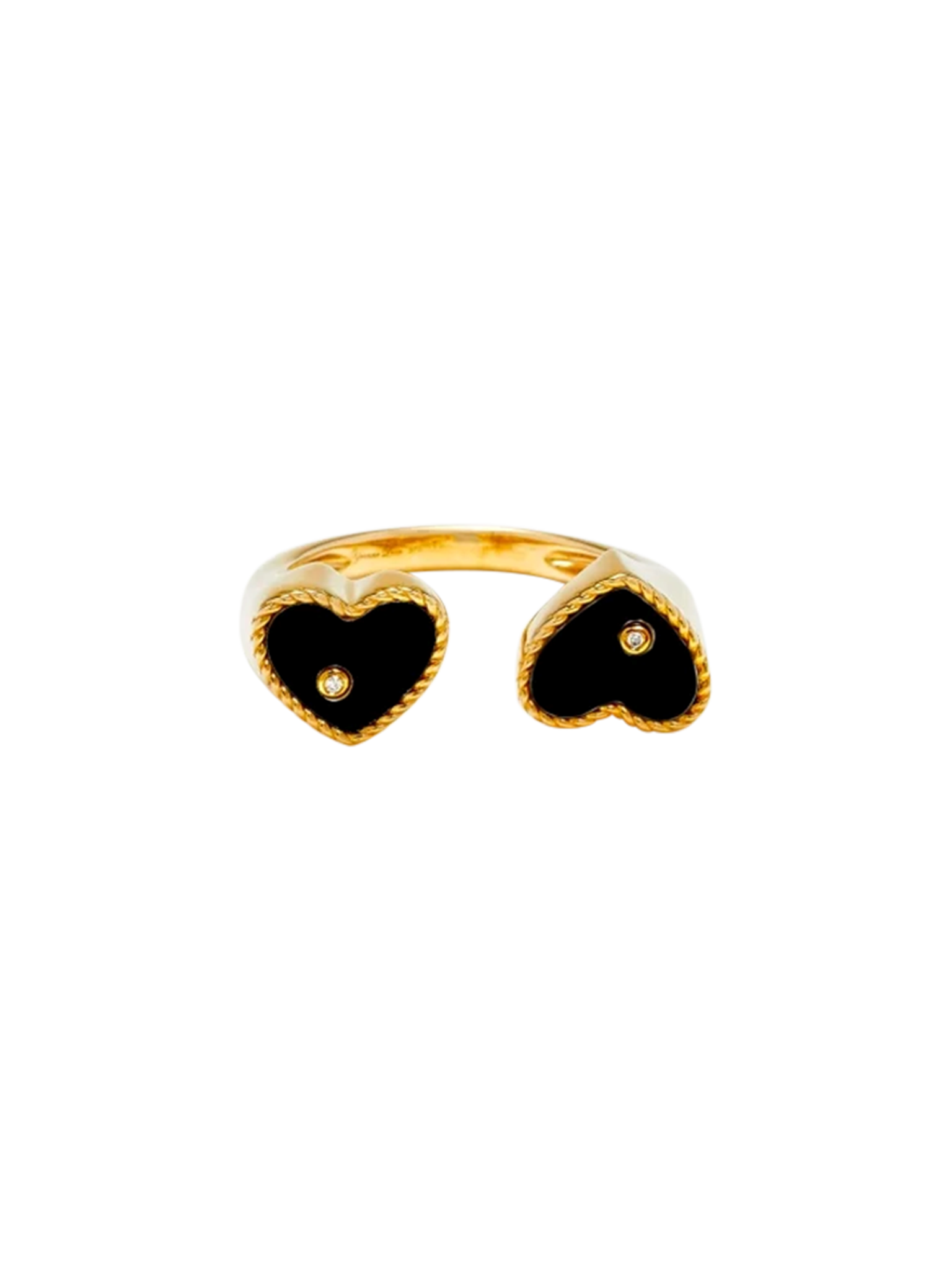 Ring you & me heart onyx yellow gold